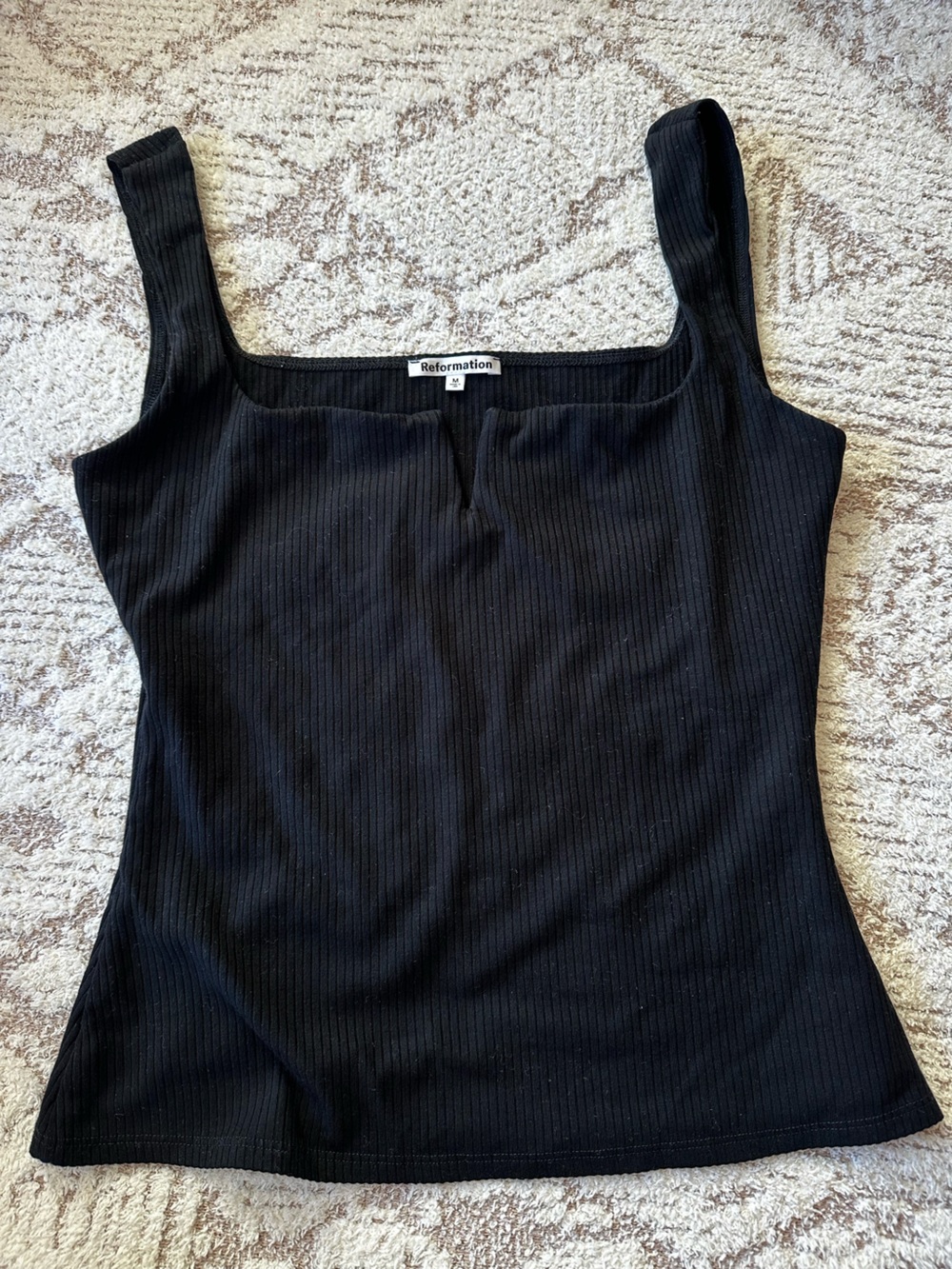 Reformation Black Ribbed Sculpting Tank Top Medium Double Layer Hourglass
